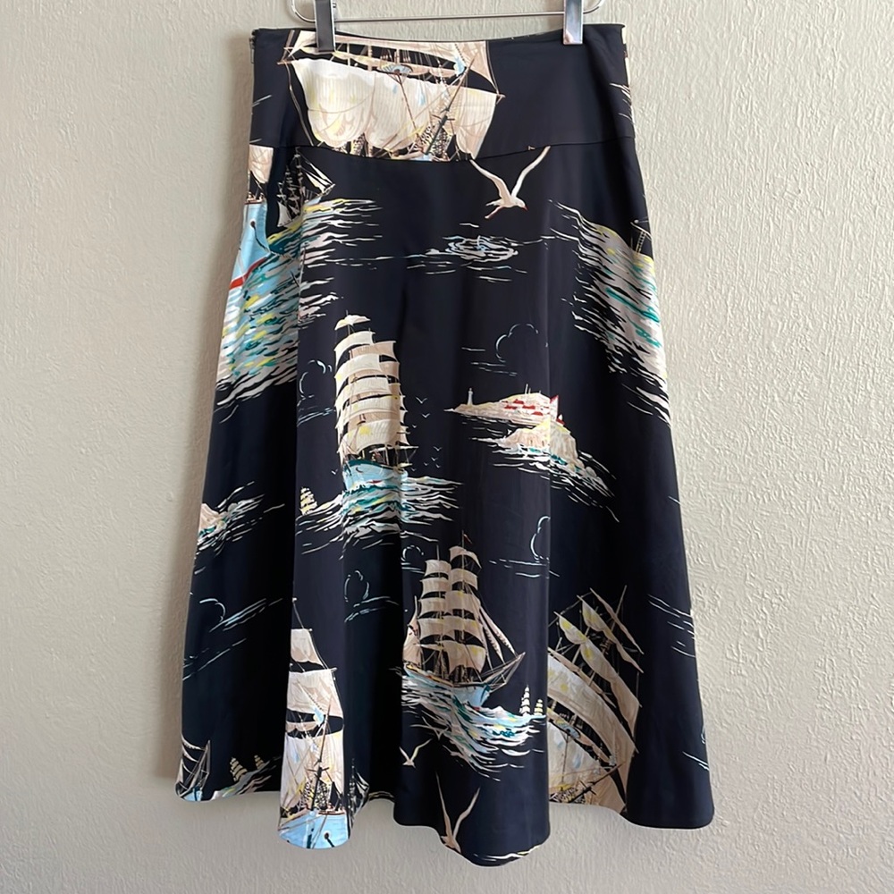 Anthropologie Leifnotes Nautical Themed A-line Skirt